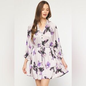 Purple Butterfly Print Women's Dress Entro Brand